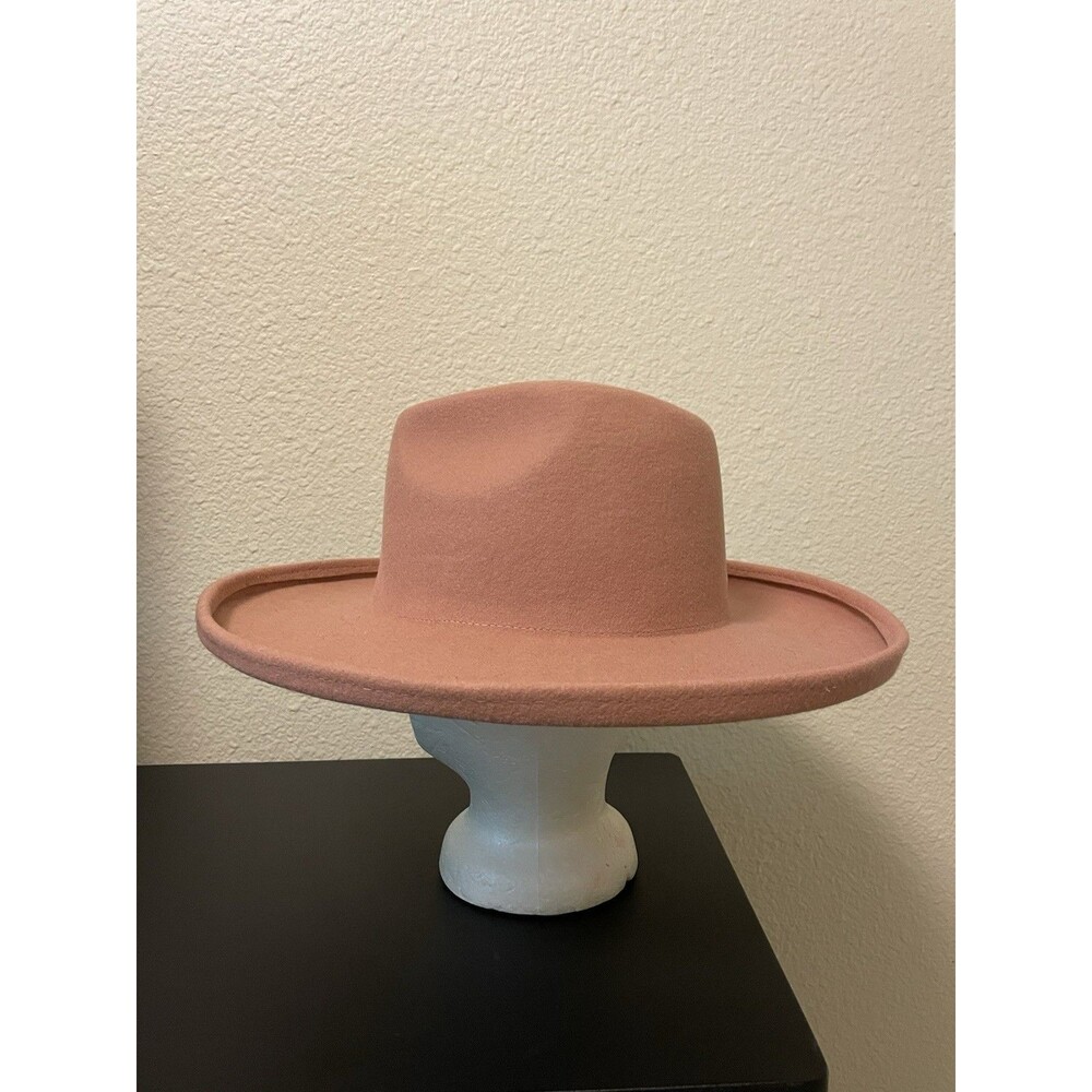 Gigi Pip Cara Loren Pencil Wide Brim Hat Tan 100% Australian Wool Size 57 - Picture 2 of 8